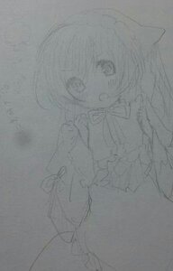 Rating: Safe Score: 0 Tags: 1girl animal_ears auto_tagged bangs blush eyebrows_visible_through_hair fang image long_sleeves monochrome open_mouth sketch skirt smile solo suiseiseki traditional_media User: admin