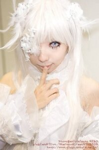 Rating: Safe Score: 0 Tags: 1girl blue_eyes close-up hair_over_one_eye kirakishou lips looking_at_viewer smile solo sweater white_hair User: admin
