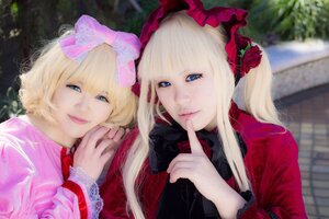 Rating: Safe Score: 0 Tags: 2girls bangs blonde_hair blue_eyes bow flower lips long_hair long_sleeves looking_at_viewer multiple_cosplay multiple_girls nose realistic rose siblings smile tagme twins User: admin