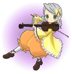 Rating: Safe Score: 0 Tags: 1girl dress drill_hair full_body green_eyes halftone halftone_background image instrument kanaria long_sleeves polka_dot polka_dot_background solo standing twin_drills violin yellow_dress User: admin