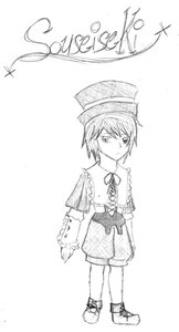 Rating: Safe Score: 0 Tags: 1boy full_body greyscale hat image monochrome neck_ribbon ribbon shoes short_hair shorts solo souseiseki standing User: admin