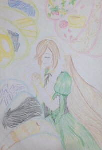 Rating: Safe Score: 0 Tags: 1girl apron brown_hair closed_eyes dress green_dress image long_hair puffy_short_sleeves puffy_sleeves short_sleeves solo suiseiseki traditional_media very_long_hair watercolor_(medium) User: admin