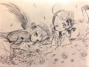 Rating: Safe Score: 0 Tags: 2girls ahoge bangs blush closed_mouth dress flower hairband image juliet_sleeves kanaria long_hair long_sleeves looking_at_viewer lying monochrome multiple_girls pair petals puffy_sleeves smile suigintou traditional_media twintails very_long_hair User: admin