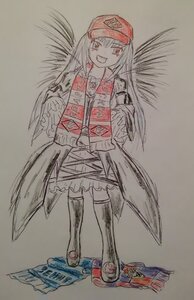 Rating: Safe Score: 0 Tags: 1girl clothes_writing hat image long_hair red_eyes smile solo spot_color suigintou traditional_media User: admin