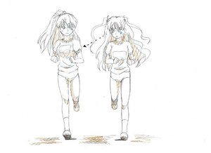 Rating: Safe Score: 0 Tags: 1girl 2girls barasuishou full_body image kirakishou long_hair monochrome pair shirt sketch souryuu_asuka_langley standing two_side_up User: admin