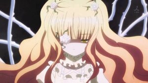 Rating: Safe Score: 0 Tags: 1girl blonde_hair dress eyepatch flower hair_ornament image kirakishou long_hair rose solo thorns two_side_up white_flower white_rose yellow_eyes User: admin