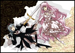 Rating: Safe Score: 0 Tags: 2girls blue_hair boots dress flower frills image kirakishou knee_boots letterboxed long_hair megurine_luka multiple_girls pair pink_hair red_eyes rose suigintou sword very_long_hair weapon wings User: admin