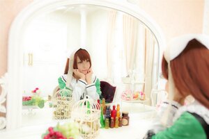 Rating: Safe Score: 0 Tags: 1girl blurry blurry_foreground bridal_veil brown_hair depth_of_field dress flower food jewelry reflection sitting solo suiseiseki veil wedding_dress User: admin
