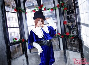Rating: Safe Score: 0 Tags: 1girl blue_eyes brown_hair camellia dress flower hat indoors long_sleeves looking_at_viewer plant red_flower red_rose rose short_hair snow solo souseiseki window User: admin