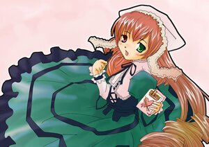 Rating: Safe Score: 0 Tags: 1girl :o blush dress drill_hair frills green_dress green_eyes heterochromia image long_hair long_sleeves looking_at_viewer open_mouth red_eyes simple_background solo suiseiseki twin_drills very_long_hair User: admin