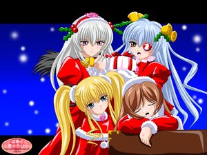 Rating: Safe Score: 0 Tags: 4girls auto_tagged barasuishou bell blonde_hair blue_eyes blush brown_hair christmas closed_eyes eyepatch gift hair_ornament hairband image imai_kazunari long_hair multiple multiple_girls rozen_maiden santa_costume shinku silver_hair suigintou suiseiseki tagme twintails User: admin