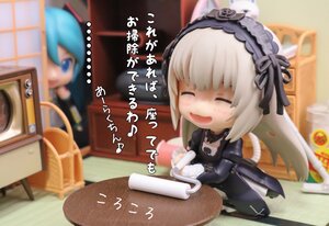 Rating: Safe Score: 0 Tags: 1girl blue_hair blurry blurry_background blurry_foreground blush closed_eyes depth_of_field doll dress figure food hairband lolita_hairband long_hair motion_blur multiple_girls open_mouth photo smile solo suigintou wings User: admin