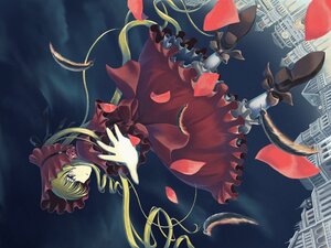 Rating: Safe Score: 0 Tags: 1girl blonde_hair blue_eyes bonnet bow commentary_request dress drill_hair feathers flower flying frills hair_ribbon image long_hair long_sleeves looking_back moon night petals ranranloo red_dress ribbon rose rose_petals rozen_maiden shinku sky solo twintails very_long_hair User: admin