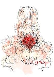 Rating: Safe Score: 0 Tags: 1girl blush bouquet closed_eyes dress flower image kirakishou long_hair red_flower red_rose rose solo striped very_long_hair User: admin