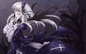Rating: Safe Score: 3 Tags: 1girl black_wings commentary_request dress feathers flower frilled_sleeves frills hairband image juliet_sleeves long_hair long_sleeves mtyy photoshop_(medium) pink_eyes profile purple_eyes purple_flower ribbon rose rozen_maiden silver_hair solo suigintou very_long_hair wide_sleeves wind wings User: admin