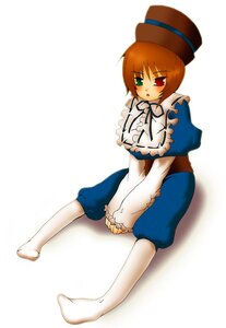 Rating: Safe Score: 0 Tags: 1girl :o bangs blue_dress blush brown_hair dress full_body green_eyes hat heterochromia image long_sleeves looking_at_viewer pantyhose red_eyes short_hair simple_background sitting solo souseiseki white_background white_legwear User: admin