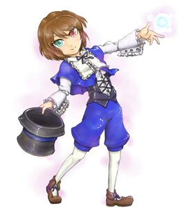 Rating: Safe Score: 0 Tags: 1boy brown_hair frills full_body green_eyes hat hat_removed headwear_removed heterochromia image long_sleeves pantyhose red_eyes ribbon shoes short_hair shorts smile solo souseiseki top_hat white_legwear User: admin