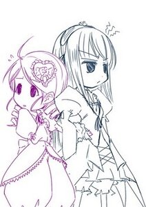 Rating: Safe Score: 0 Tags: 2girls ahoge back-to-back cup dress drill_hair flower hair_ornament image kanaria long_hair long_sleeves monochrome multiple_girls pair simple_background suigintou User: admin