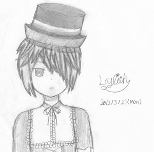 Rating: Safe Score: 0 Tags: 1girl character_name greyscale hair_over_one_eye hat image looking_at_viewer monochrome ribbon short_hair solo souseiseki traditional_media upper_body User: admin