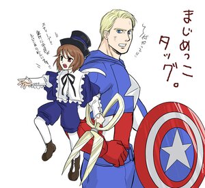 Rating: Safe Score: 0 Tags: 1girl 2boys blonde_hair blue_eyes brown_hair dress hat heterochromia image long_sleeves multiple_boys pants solo souseiseki top_hat User: admin