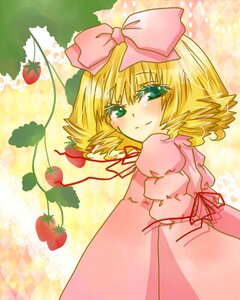 Rating: Safe Score: 0 Tags: 1girl apple argyle argyle_background auto_tagged blonde_hair bow checkered checkered_background checkered_floor dress drill_hair flower fruit green_eyes hair_bow hina_ichigo hinaichigo image long_sleeves looking_at_viewer object_namesake pink_bow pink_dress plaid_background puffy_sleeves short_hair smile solo strawberry User: admin