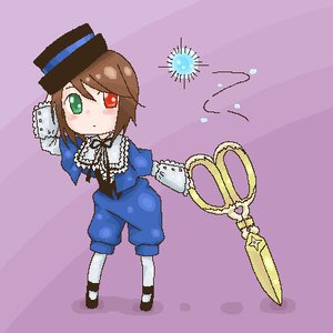 Rating: Safe Score: 0 Tags: 1girl blue_dress brown_hair dress frills full_body green_eyes hat heterochromia image long_sleeves purple_background red_eyes short_hair simple_background solo souseiseki standing top_hat User: admin