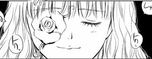Rating: Safe Score: 0 Tags: 1girl close-up closed_eyes comic flower greyscale image kirakishou monochrome rose smile solo spoken_squiggle squiggle User: admin