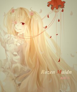 Rating: Safe Score: 0 Tags: 1girl blonde_hair character_name choker dress english_text flower frills hair_flower hair_ornament image kirakishou long_hair petals red_eyes smile solo very_long_hair User: admin
