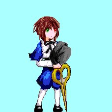 Rating: Safe Score: 0 Tags: 1girl blue_background blue_skirt brown_hair green_eyes hat_removed headwear_removed heterochromia image long_sleeves looking_at_viewer pantyhose shoes short_hair simple_background skirt solo souseiseki standing white_legwear User: admin
