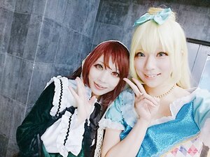 Rating: Safe Score: 0 Tags: 2girls blonde_hair blue_eyes bow dress hair_bow jewelry lips long_hair looking_at_viewer multiple_girls necklace photo smile solo suiseiseki v User: admin