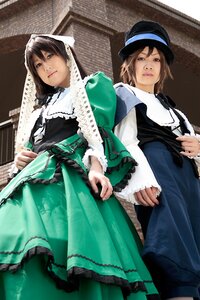 Rating: Safe Score: 0 Tags: 2boys 2girls black_hair brown_hair dress green_dress hat long_hair long_sleeves maid multiple_boys multiple_cosplay multiple_girls skirt_hold tagme User: admin