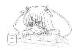 Rating: Safe Score: 0 Tags: 1girl barasuishou blush cup hair_ribbon image looking_at_viewer monochrome ribbon simple_background sketch solo white_background User: admin