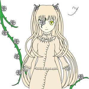 Rating: Safe Score: 0 Tags: 1girl blonde_hair dress eyepatch flower hair_flower image kirakishou long_hair monochrome plant rose smile solo striped thorns very_long_hair vines white_flower white_rose yellow_rose User: admin
