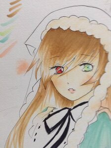 Rating: Safe Score: 0 Tags: 1girl black_neckwear black_ribbon braid green_eyes hat image long_hair looking_at_viewer marker_(medium) neck_ribbon red_eyes ribbon simple_background solo solo_braid suiseiseki traditional_media twin_braids watercolor_(medium) white_background User: admin