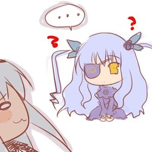 Rating: Safe Score: 0 Tags: ... 1girl ? barasuishou eyepatch heart image long_hair ribbon silver_hair solo speech_bubble spoken_ellipsis spoken_question_mark striped white_background yellow_eyes User: admin