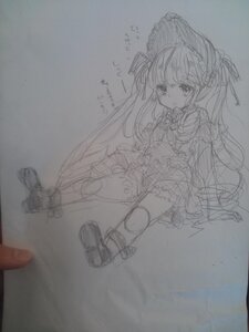 Rating: Safe Score: 0 Tags: 1girl blush dress image kneehighs lolita_fashion lolita_hairband long_hair monochrome photo shinku shoes sitting sketch solo traditional_media twintails very_long_hair User: admin