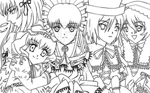 Rating: Safe Score: 0 Tags: 6+girls bow dress frills greyscale hat hina_ichigo image lineart long_hair long_sleeves looking_at_viewer monochrome multiple multiple_girls shinku short_hair siblings sisters smile souseiseki suigintou suiseiseki tagme twins wings User: admin