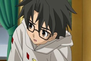 Rating: Safe Score: 0 Tags: 1boy bangs black-framed_eyewear black_hair brown_eyes coat glasses hood human indoors looking_at_viewer open_mouth sakurada_jun screenshot solo spiked_hair upper_body User: admin