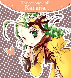 Rating: Safe Score: 0 Tags: 1girl ahoge dress drill_hair flower green_eyes green_hair halftone halftone_background heart image kanaria long_hair long_sleeves one_eye_closed polka_dot polka_dot_background polka_dot_bikini polka_dot_bow polka_dot_bra polka_dot_dress polka_dot_legwear polka_dot_panties polka_dot_skirt rose smile solo twin_drills yellow_dress User: admin