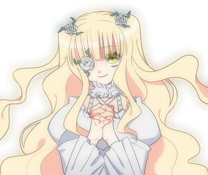 Rating: Safe Score: 0 Tags: 1girl blonde_hair blue_flower blue_rose dress eyepatch flower hair_flower hair_ornament hands_clasped image kirakishou long_hair own_hands_together pink_rose puffy_sleeves rose smile solo striped thorns vertical_stripes white_flower white_rose yellow_eyes User: admin