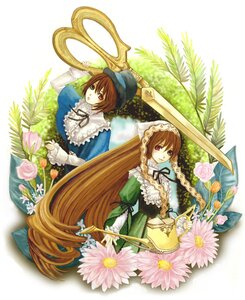Rating: Safe Score: 0 Tags: 2girls black_ribbon brown_hair dress flower green_dress hat head_scarf heterochromia image long_hair long_sleeves looking_at_viewer multiple_girls pair red_eyes scissors short_hair siblings sisters souseiseki suiseiseki twins very_long_hair watering_can User: admin