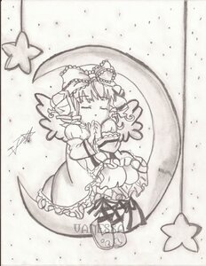 Rating: Safe Score: 0 Tags: 1girl blush bow closed_eyes dress drill_hair frills greyscale hair_bow hina_ichigo hinaichigo image monochrome photo ribbon solo traditional_media User: admin