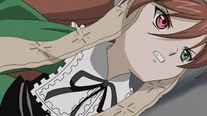 Rating: Safe Score: 0 Tags: 1girl black_ribbon brown_hair clenched_teeth frills green_eyes heterochromia image looking_at_viewer neck_ribbon red_eyes ribbon short_hair solo suiseiseki teeth User: admin