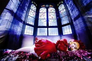 Rating: Safe Score: 0 Tags: 1girl blonde_hair closed_eyes dress flower indoors lying red_dress shinku sleeping solo window User: admin