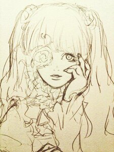 Rating: Safe Score: 0 Tags: 1girl flower hands image kirakishou monochrome rose smile solo traditional_media User: admin