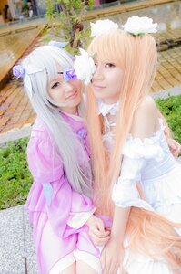 Rating: Safe Score: 0 Tags: 2girls 91076 blonde_hair blurry depth_of_field dress eyepatch flower hair_flower hair_ornament hair_over_one_eye lips long_hair multiple_cosplay multiple_girls photo realistic smile striped tagme very_long_hair User: admin