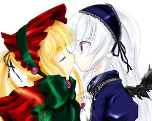 Rating: Safe Score: 0 Tags: 2girls black_wings blonde_hair closed_eyes face-to-face flower hairband image kiss lolita_hairband long_hair multiple_girls pair red_flower red_rose rose shinku silver_hair suigintou wings yuri User: admin