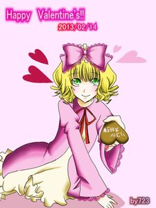 Rating: Safe Score: 0 Tags: 1girl blonde_hair blush bow character_name chocolate chocolate_heart dress food frills green_eyes hair_bow happy_valentine heart hina_ichigo hinaichigo image long_sleeves pink_bow short_hair smile solo valentine User: admin
