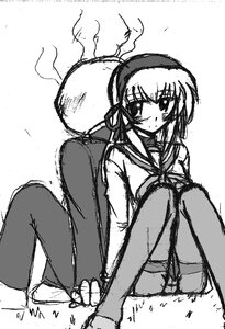 Rating: Explicit Score: 0 Tags: 1girl blush feet greyscale image monochrome pantyhose school_uniform serafuku sitting sketch solo suigintou underwear User: admin