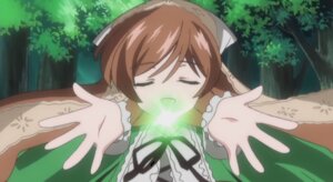 Rating: Safe Score: 0 Tags: 1girl brown_hair closed_eyes dress image long_hair long_sleeves nature open_mouth outdoors ribbon solo suiseiseki tree User: admin